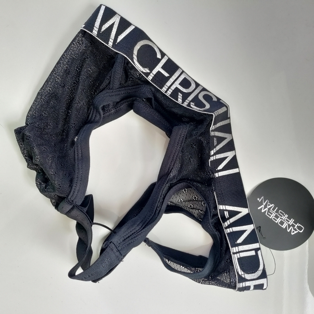 Andrew Christian thong jock black floral lace Underwear Medium Large XL NWT NEW - Picture 9 of 13